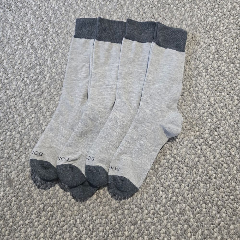 Bombas Light Gray and Dark Gray Crew Socks - 4 Pair